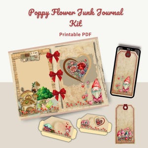 Journal indésirable fleurs de pavot | Kit de journal indésirable du printemps | PDF imprimable| Scrapbooking