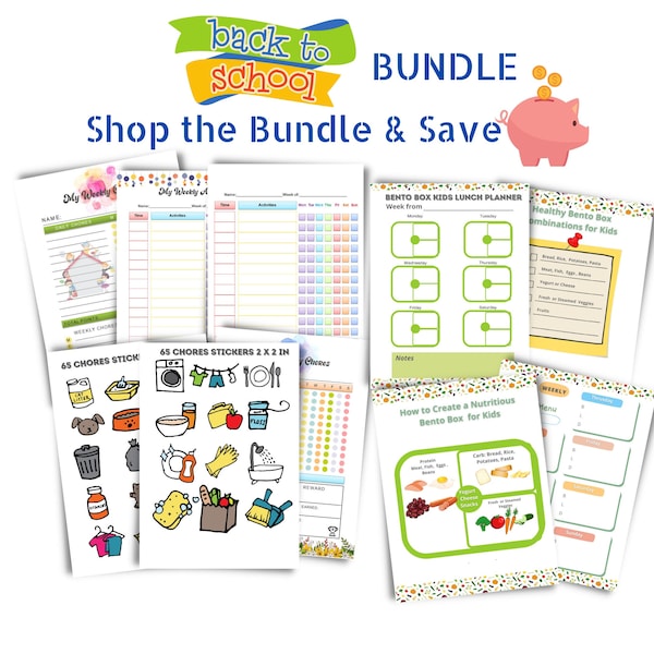 Bento Box Lunch Planner for Kids Bundle Printable