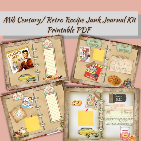 1950's Housewife Cooking Journal - Vintage Housewife Kitchen Journal Printable