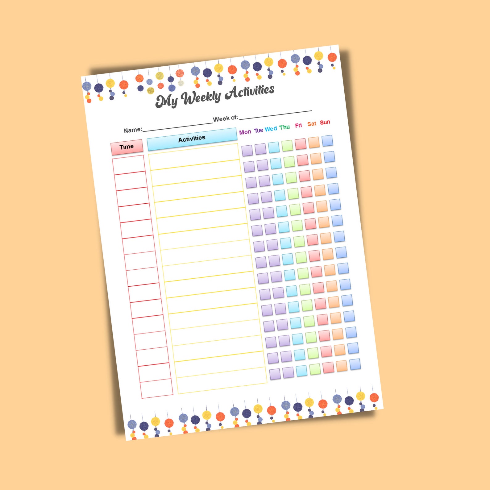 Kids Weekly Activity Planner Printable | Chores Tracker and Stickers ...