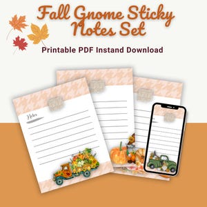Fall Gnomes Sticky Notes Set Printable PDF - Etsy