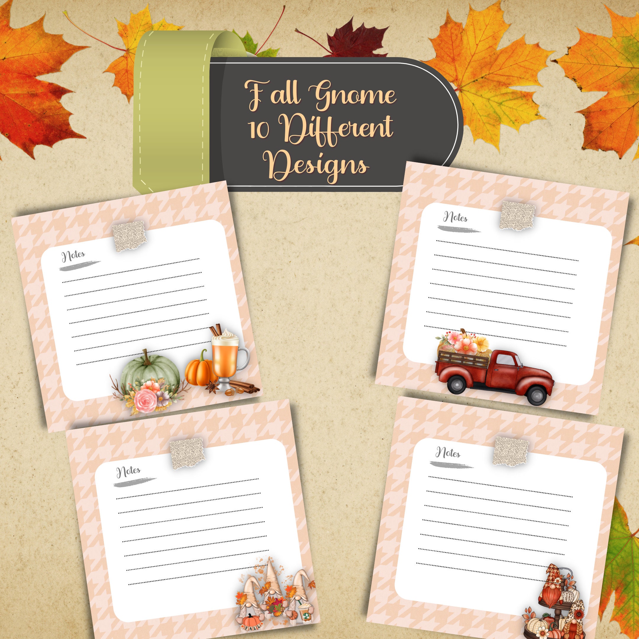 Fall Gnomes Sticky Notes Set Printable PDF - Etsy
