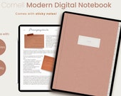 12-Subject Digital Brown Aesthetic Notebook for GoodNotes 5, Noteshelf, Notability, Cream Paper, Minimal Design, Digital Stickers