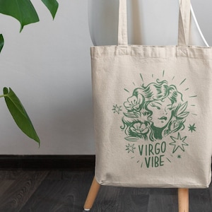 100% Cotton Tote Bag | Virgo Tote Bag | Earth Sign | Virgo Star Sign Horoscope Zodiac Birthchart Bag | Aesthetic Shoulder Bag Shopping Bag