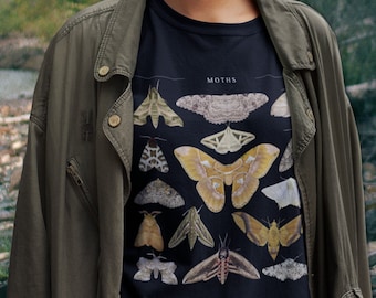 Vintage Moth Chart T-Shirt | Goblincore, Dark Academia