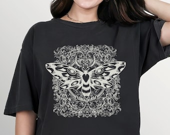 Celestial Luna Moth T-shirt | Mystical Insect Illustration