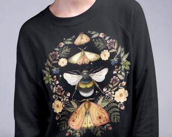 Sudadera con diseño de polilla y abeja / Suéter estilo cottagecore/forestcore