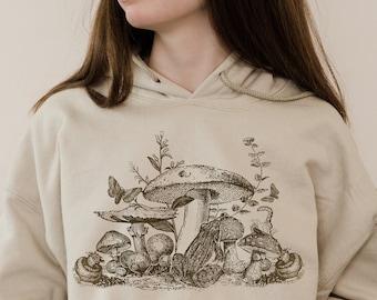 Cottagecore Frog Hoodie | Mushroom Goblincore Oversized Sweater