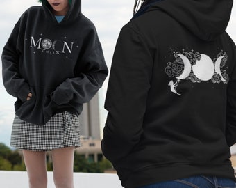 Triple Moon Goddess Hoodie | Witchy Pagan Cotton Blend Sweater