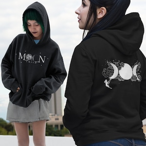 Triple Moon Goddess Hoodie | Witchy Moon Child Hoodie | Witchcraft Sweatshirt | Wiccan Pagan Hooded Sweater | Witchy Clothing Aesthetic