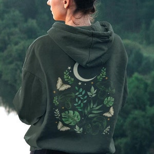 Moths & Mushroom Hoodie | Dark Academia Aesthetic Sweater | Vintage Mushroom Jumper | Goblincore Goth Clothing | Cottagecore Botanical Art