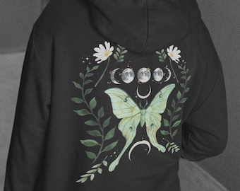 Luna Moth Hoodie | Dark Academia, Witchy Pullover
