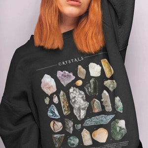 Sudadera Witchy Crystals / Suéter Guía de la Carta de Cristales / Jersey Celestial / Sudadera Zodiac / Suéter de lana Boho De Gran Tamaño Acogedor