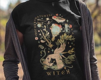 Camiseta de Bruja Verde / Camiseta de Naturaleza con Setas / Top Fairycore