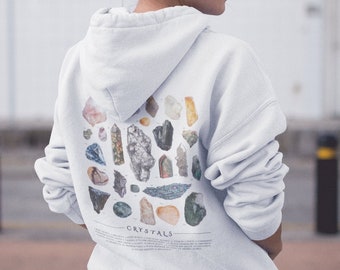 Witchy Crystal Chart Hoodie | Boho Celestial Fleece Sweatshirt