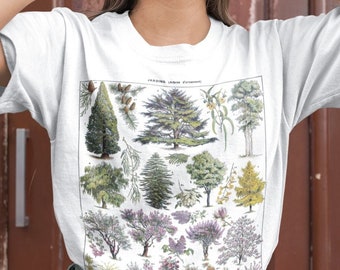 Vintage Botanical Illustration Tree Chart | Unisex Cottagecore Aesthetic Tee | Forest Shirt | Forestcore Nature Lover Plant T-Shirt Gift