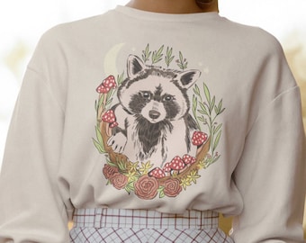 Cottagecore Raccoon Sweatshirt | Nature Lover Gift