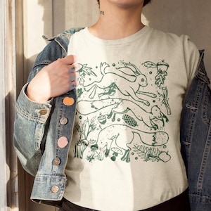 Cottagecore Forest Tee | Unisex Autumn Critters Shirt