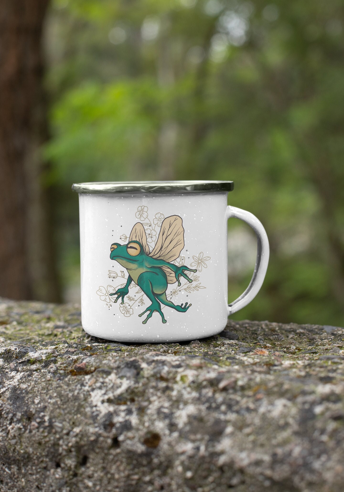 Cute Frog Enamel Camping Mug Goblincore Decor Camper 