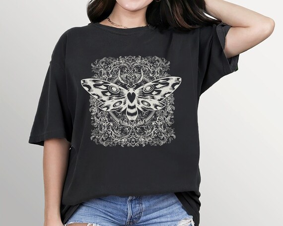 Celestial Luna Moth T-shirt | Mystical Insect Illustration