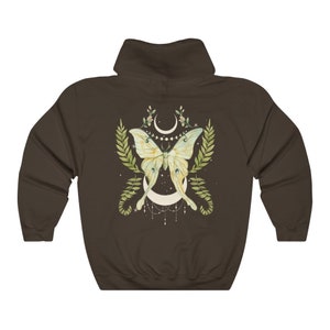 Sudadera con capucha de polilla lunar botánica / Estilo gótico lunar, estilo academia oscura Dark Chocolate
