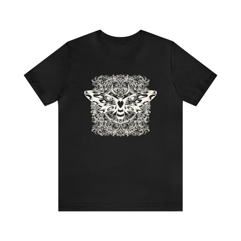 Celestial Luna Moth T-shirt | Mystical Insect Illustration Black