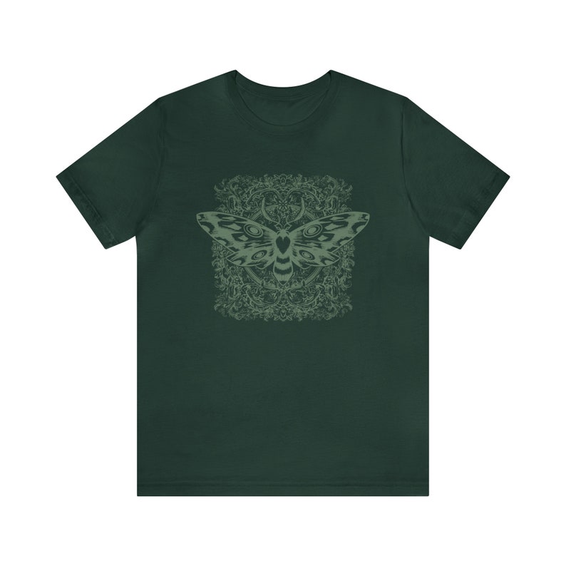 Celestial Luna Moth T-shirt | Mystical Insect Illustration Forest