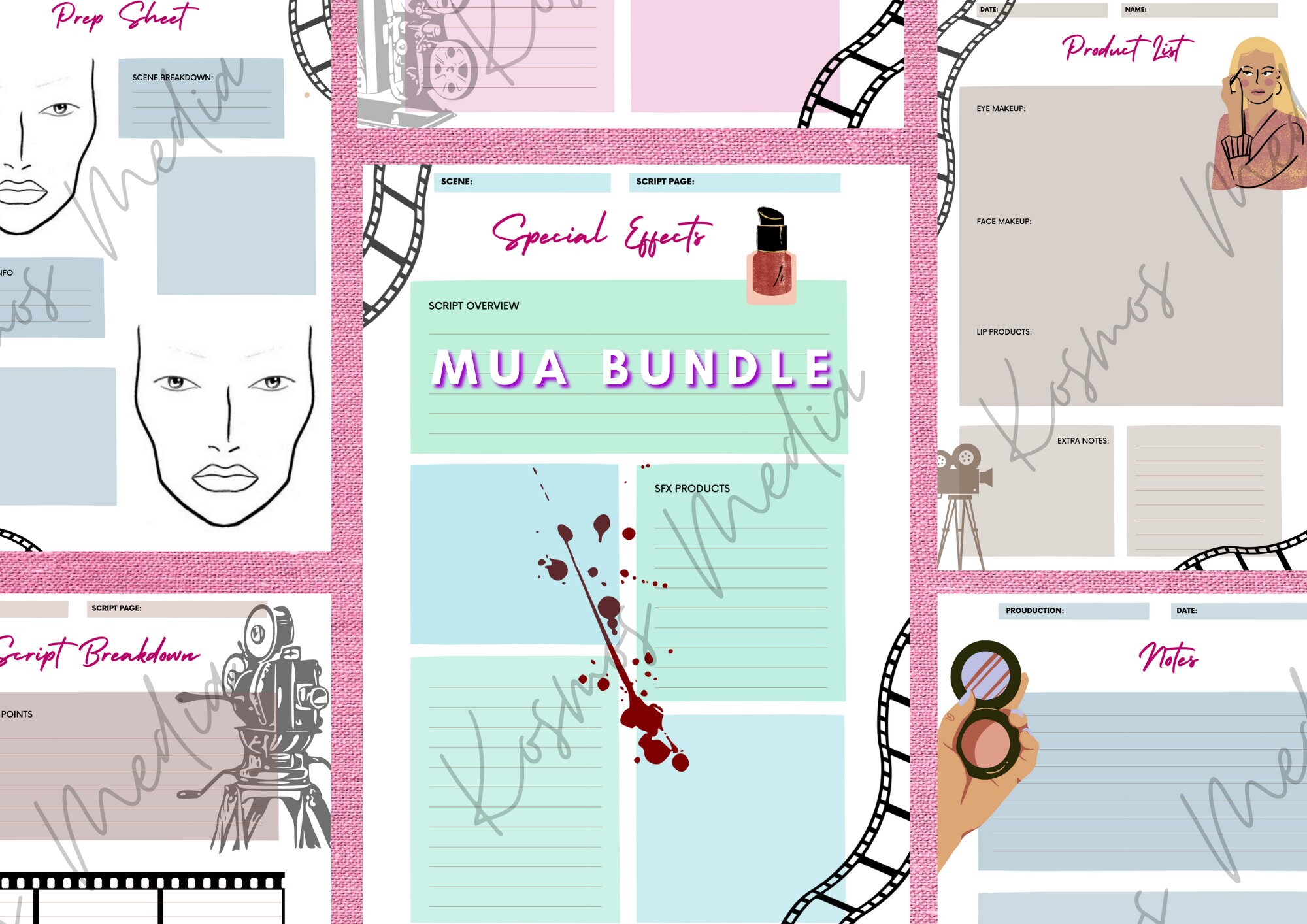 Marked Script Makeup Film Makeup Artist Document Pack | Media Makeup // Kit List Continuity ...