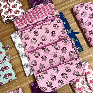 Jewelry Organizer with Compartments | Handmade Indian Cotton Travel Jewelry Case