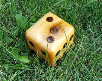 Giant Wooden Lawn Dice, Yard Dice, Lawn Game, Family Gift, Dice, Play, Wood-burnt Dots, Sealed for outdoor play