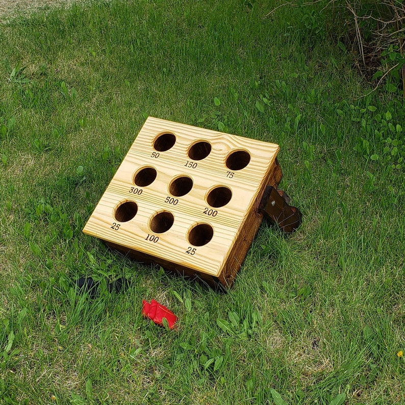 Bean Bag Toss Lawn Game, Mini Corn Hole Game, Wooden Yard Game, Outdoor Wedding Lawn Game, All Ages, Backyard Game, Target Game, Bullseye image 2