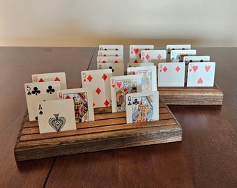 Wooden Playing Card Holders, set of 2, board game organizer, card keeper, wooden caddy, card tray, adult play card