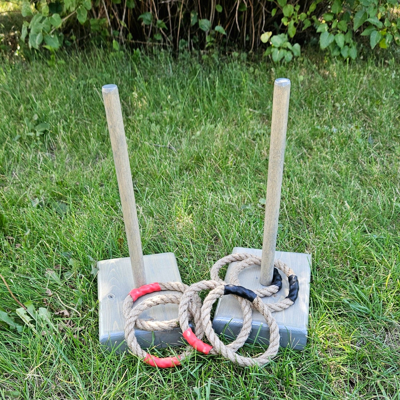 Horseshoes Style Quoits Game: Handmade Wood Ring Toss, Collapsible - Etsy