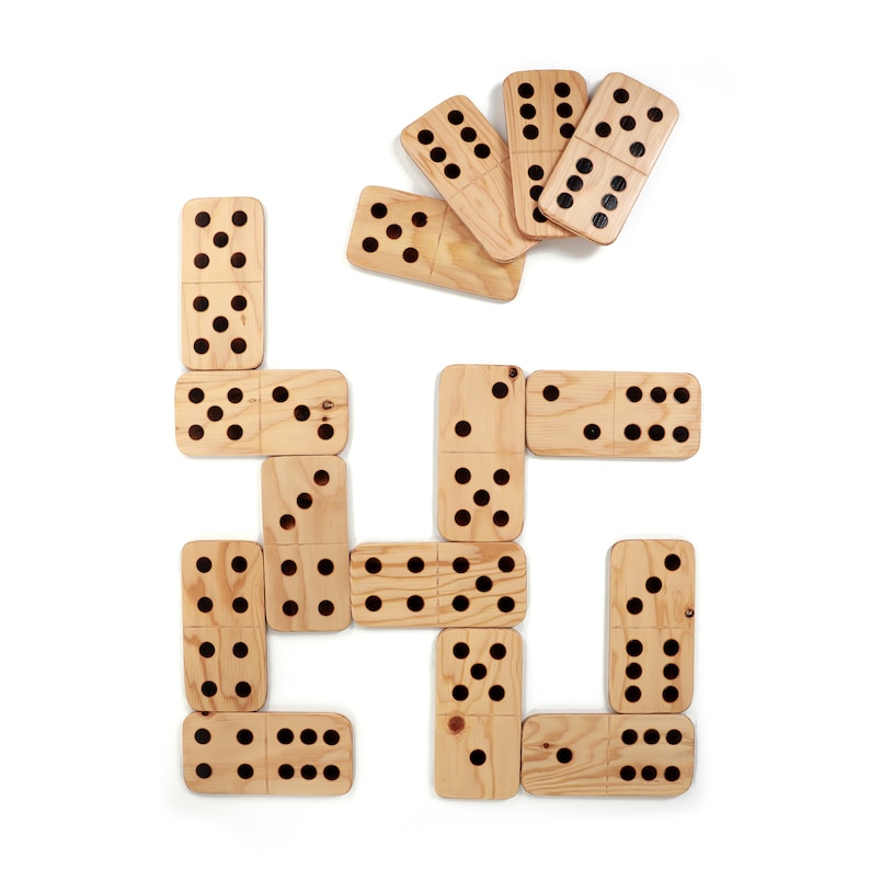 Giant Dominoes, double-six set, 28 tiles, handmade, wood, lightweight, lawn game image 2