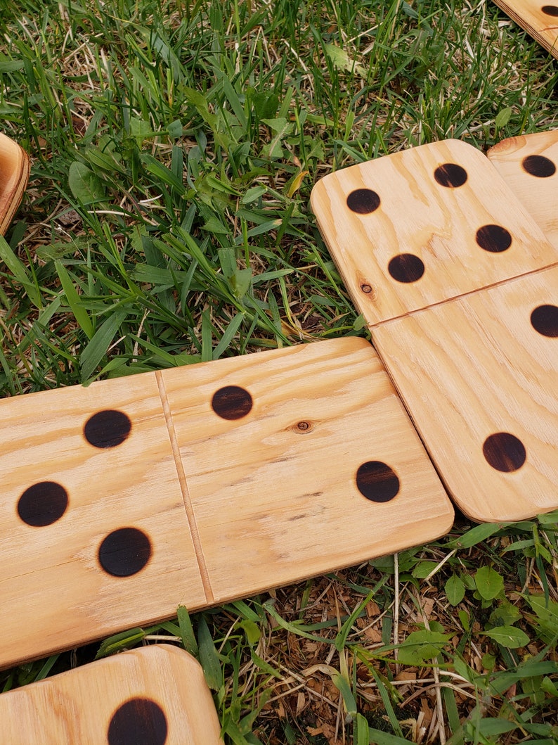 Giant Dominoes, double-six set, 28 tiles, handmade, wood, lightweight, lawn game image 7