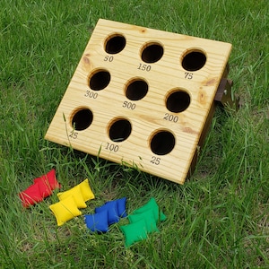 Bean Bag Toss Lawn Game, Mini Corn Hole Game, Wooden Yard Game, Outdoor Wedding Lawn Game, All Ages, Backyard Game, Target Game, Bullseye