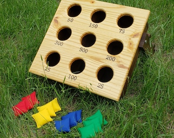 Jeu de lancer de sac de haricots, Mini jeu de trous de maïs, Jeu de jardin en bois, Jeu de pelouse de mariage en plein air, Tous les âges, Jeu dans l'arrière-cour, Jeu de cible, Bullseye