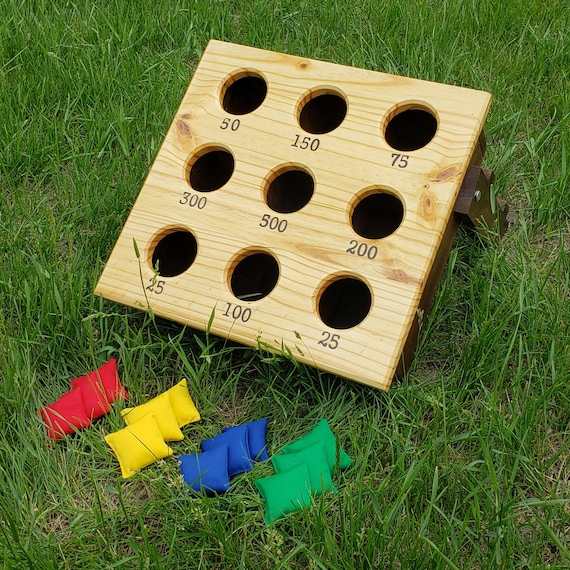 Bean Bag Toss Lawn Game Mini Corn Hole Game Wooden Yard Etsy