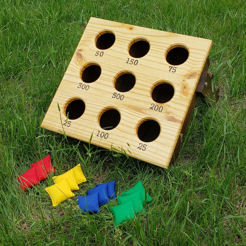 Bean Bag Toss Lawn Game, Mini Corn Hole Game, Wooden Yard Game, Outdoor Wedding Lawn Game, All Ages, Backyard Game, Target Game, Bullseye image 1