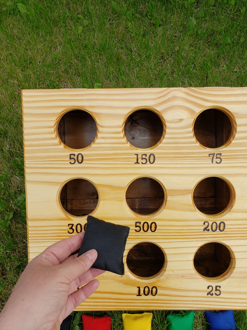 Bean Bag Toss Lawn Game, Mini Corn Hole Game, Wooden Yard Game, Outdoor Wedding Lawn Game, All Ages, Backyard Game, Target Game, Bullseye image 6