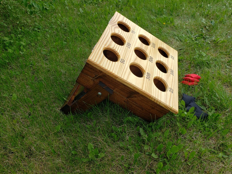 Bean Bag Toss Lawn Game, Mini Corn Hole Game, Wooden Yard Game, Outdoor Wedding Lawn Game, All Ages, Backyard Game, Target Game, Bullseye image 3