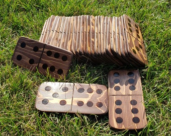 Giant Dominoes, double-six set, 28 tiles, handmade, wood, lightweight, lawn game