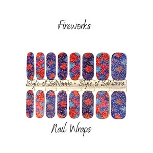 Fireworks Nail Polish Wrap  | Nail Art Stickers | 16 wraps
