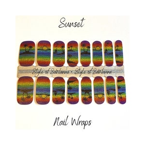 Sunset Nail Polish Wrap  | Nail Art Stickers | 16 wraps
