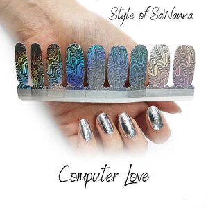 Computer Love 100% Nail Polish Wrap  | Nail Art Stickers | 18 wraps