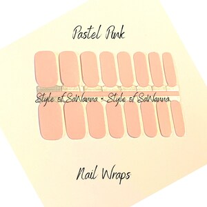 Pastel Pink Nail Polish Wrap  | Nail Art Stickers | 16 wraps