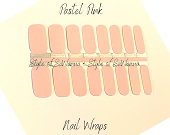 Pastel Pink Nail Polish Wrap  | Nail Art Stickers | 16 wraps