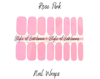 Rose Pink Nail Polish Wrap  | Nail Art Stickers | 16 wraps