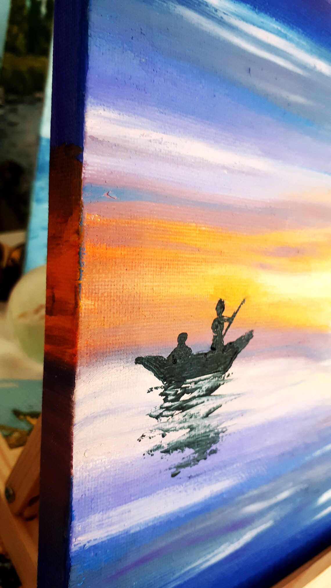 Sunset at the lake Painting Oil Original Art Sonnenuntergang | Etsy