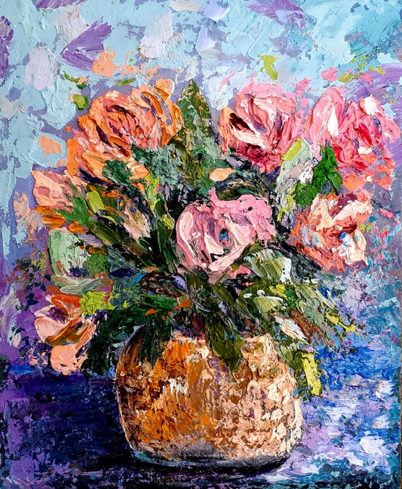 Oil Painting Iris Paintings Original Artwork Flower Painting Floral ...